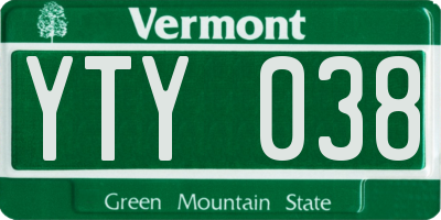 VT license plate YTY038