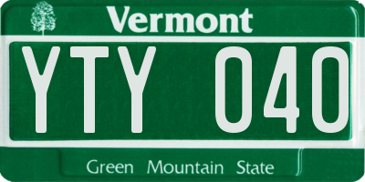 VT license plate YTY040