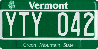 VT license plate YTY042