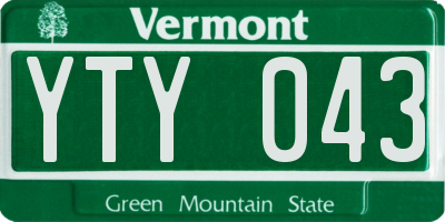 VT license plate YTY043