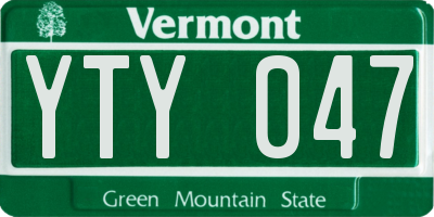 VT license plate YTY047