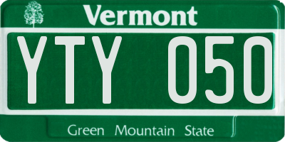 VT license plate YTY050