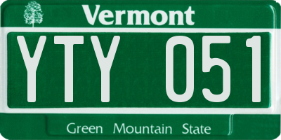 VT license plate YTY051