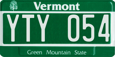 VT license plate YTY054