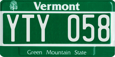 VT license plate YTY058