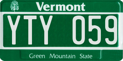 VT license plate YTY059