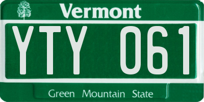 VT license plate YTY061