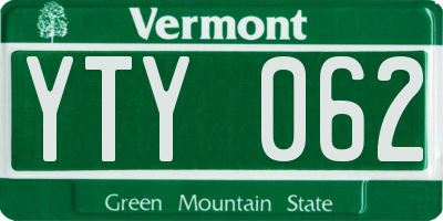 VT license plate YTY062
