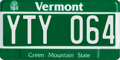 VT license plate YTY064