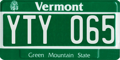 VT license plate YTY065