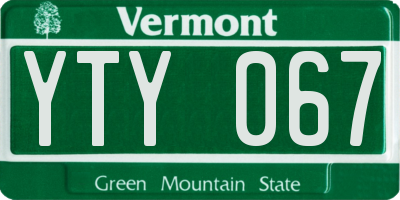 VT license plate YTY067