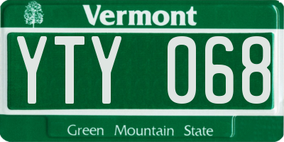 VT license plate YTY068