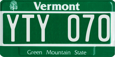 VT license plate YTY070
