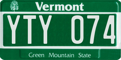 VT license plate YTY074