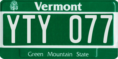 VT license plate YTY077
