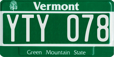 VT license plate YTY078