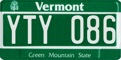 VT license plate YTY086
