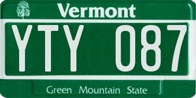 VT license plate YTY087