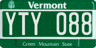 VT license plate YTY088