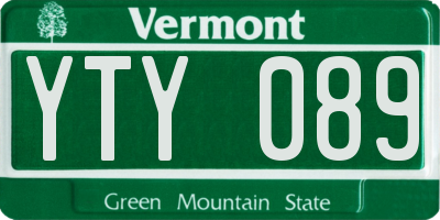 VT license plate YTY089
