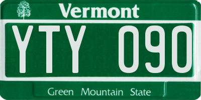 VT license plate YTY090