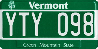VT license plate YTY098