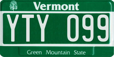 VT license plate YTY099