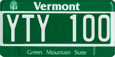 VT license plate YTY100