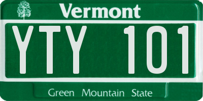 VT license plate YTY101