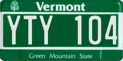 VT license plate YTY104