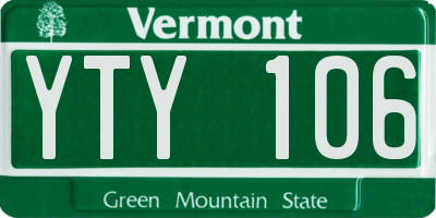 VT license plate YTY106