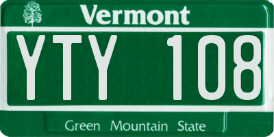 VT license plate YTY108