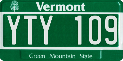 VT license plate YTY109