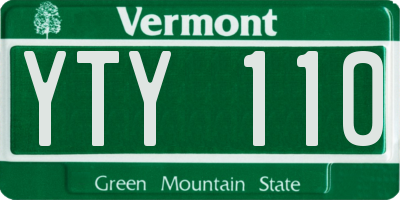 VT license plate YTY110