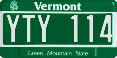 VT license plate YTY114