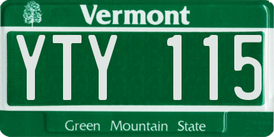 VT license plate YTY115