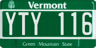 VT license plate YTY116