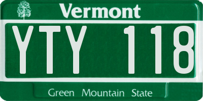 VT license plate YTY118