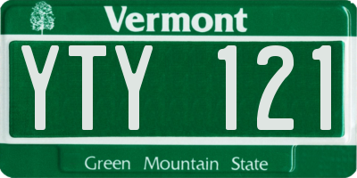 VT license plate YTY121