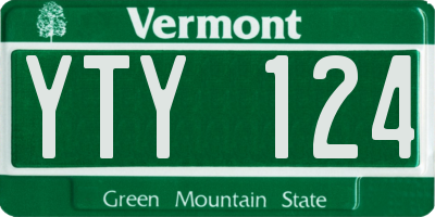 VT license plate YTY124