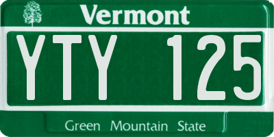 VT license plate YTY125