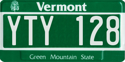 VT license plate YTY128
