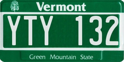 VT license plate YTY132