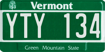 VT license plate YTY134