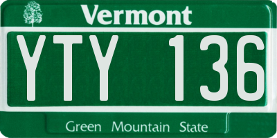 VT license plate YTY136