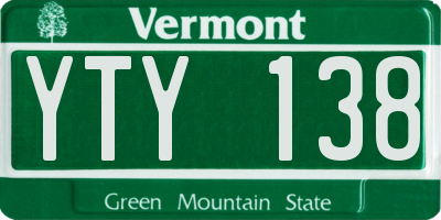 VT license plate YTY138