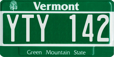 VT license plate YTY142