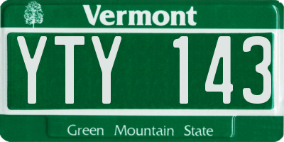 VT license plate YTY143