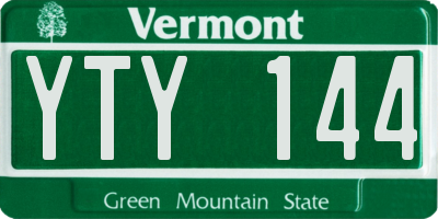 VT license plate YTY144