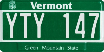 VT license plate YTY147